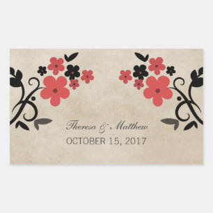 Red Sweet Vintage Floral Wedding Stickers