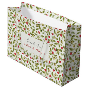 Red Sweet Wild Strawberry Flowers Wedding Large Gift Bag