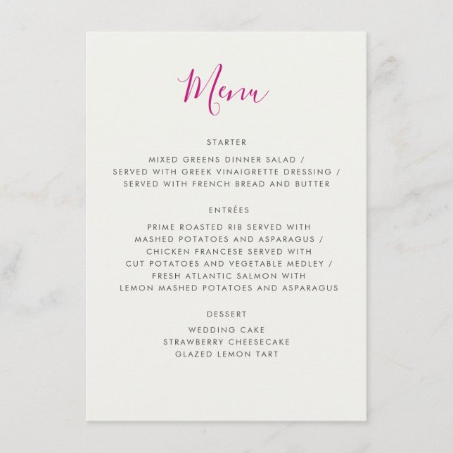 Red Sweet Wild Strawberry Flowers Wedding Menu (Front)