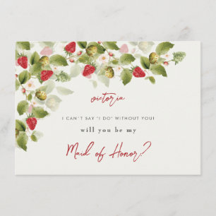 Red Sweet Wild Strawberry Flowers Wedding Menu