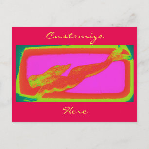 red swimming mermaid postcard