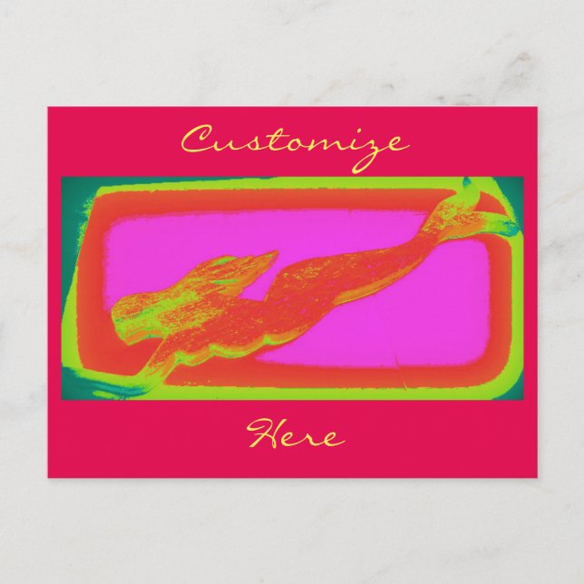 red swimming mermaid postcard (Front)