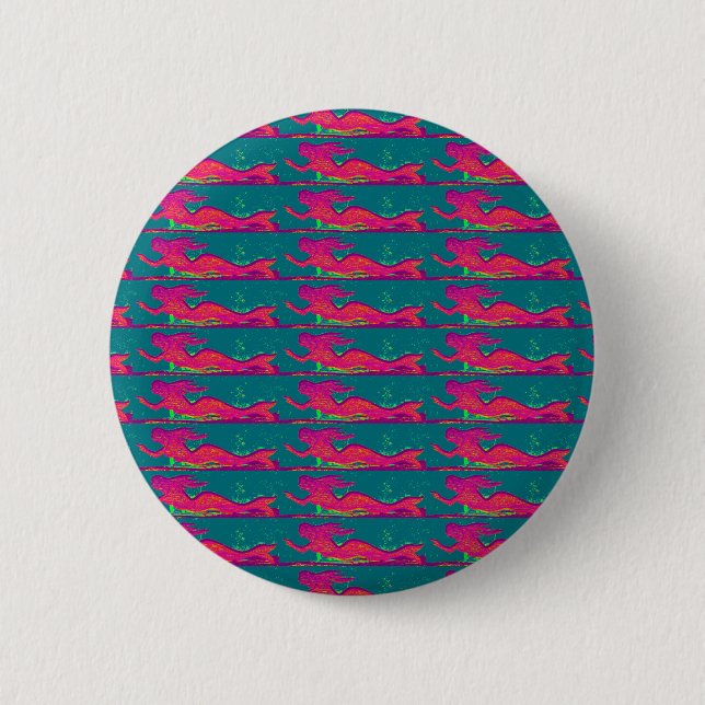 red swimming mermaids button (Front)