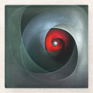 Red Swirl Artistic Modern Abstract Art Pattern #19 Glass Coaster