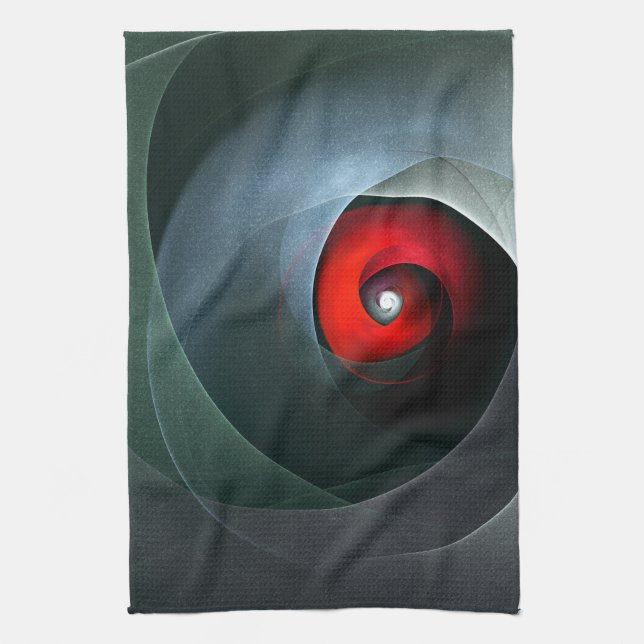 Red Swirl Artistic Modern Abstract Art Pattern #19 Tea Towel (Vertical)