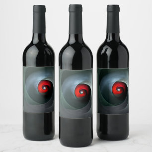 Red Swirl Artistic Modern Abstract Art Pattern #19 Wine Label