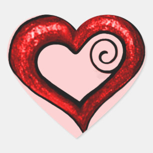 Red Swirl Heart Heart Sticker