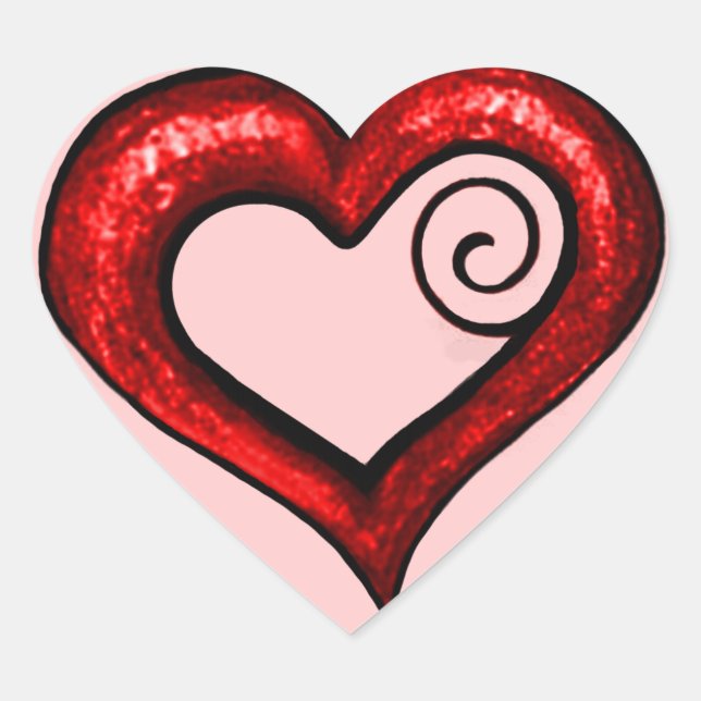 Red Swirl Heart Sticker (Front)