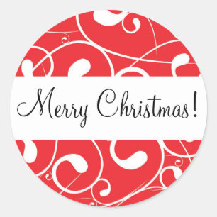 Red Swirl, Merry Christmas! Classic Round Sticker