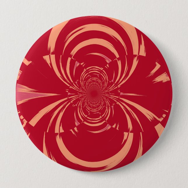 Red Swirl Retro Art Deco 10 Cm Round Badge (Front)