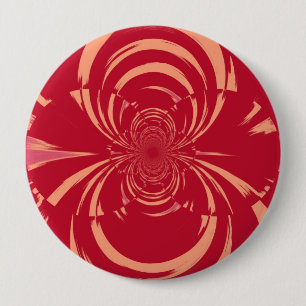Red Swirl Retro Art Deco 10 Cm Round Badge