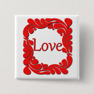 Red Swirled Border Love Button