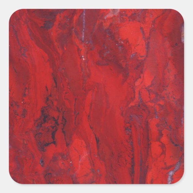 Red swirled marble slab square sticker (Front)