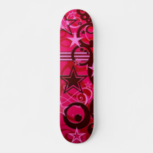 Red Swirls and Stars Skateboard