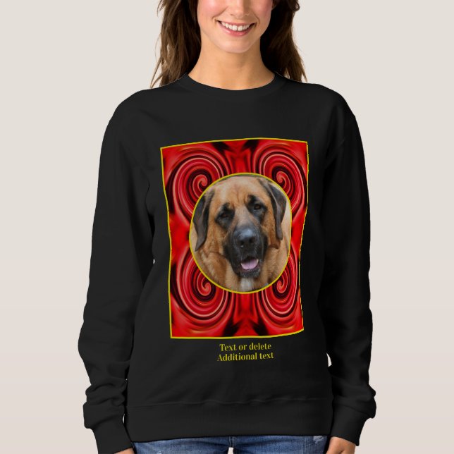 Red Swirls Frame Create Your Own Pet Photo Sweatshirt (Front)