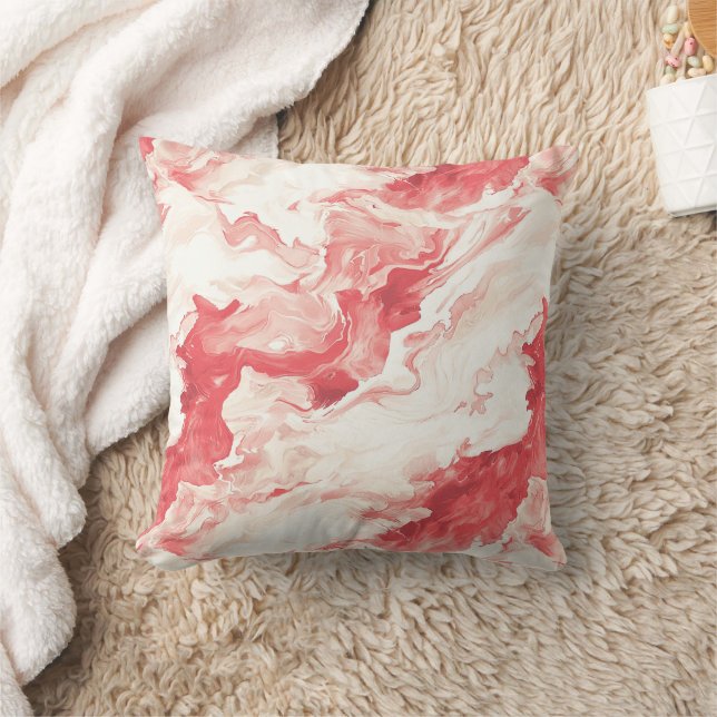 Red Swirls Peppermint Christmas Cushion (Blanket)