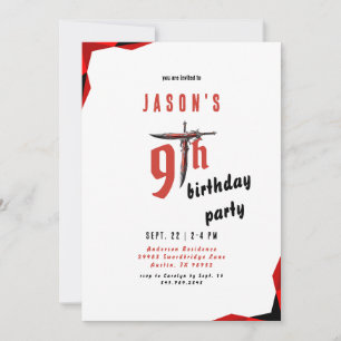 Red Sword Boy's Birthday Party Invitation