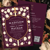 Red Sword Shield Fantasy Wedding QR Code