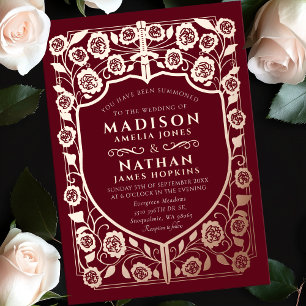 Red Sword Shield Mediaeval Monogram Wedding