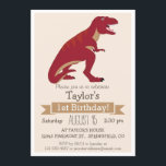 Red T-Rex Dinosaur Kid's Birthday Party Invitation<br><div class="desc">Red T-Rex,  tyrannosaurus rex dino,  prehistoric dinosaur theme neutral,  boy or girl birthday party invitation.  Personalise this cute,  retro feel invite with your child's name.  Cute,  simple,  plain design. Perfect for baby's first,  1st,  birthday,  toddler,  young children,  or older kids.  Colours include red and brown.</div>