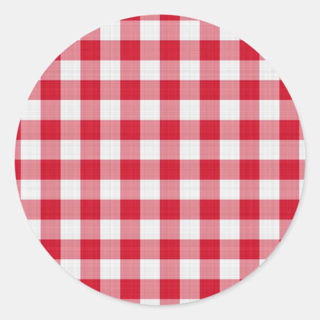 red table cloth classic round sticker (Front)