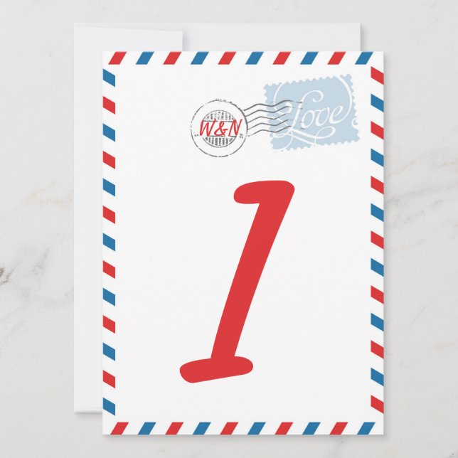 Red Table Number Card Postal Service Collection (Front)