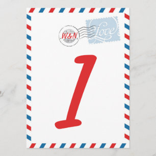 Red Table Number Card Postal Service Collection
