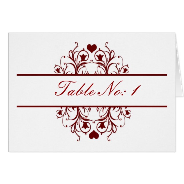 red  table seating card (Front Horizontal)