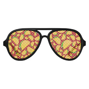 Red taco pattern aviator sunglasses