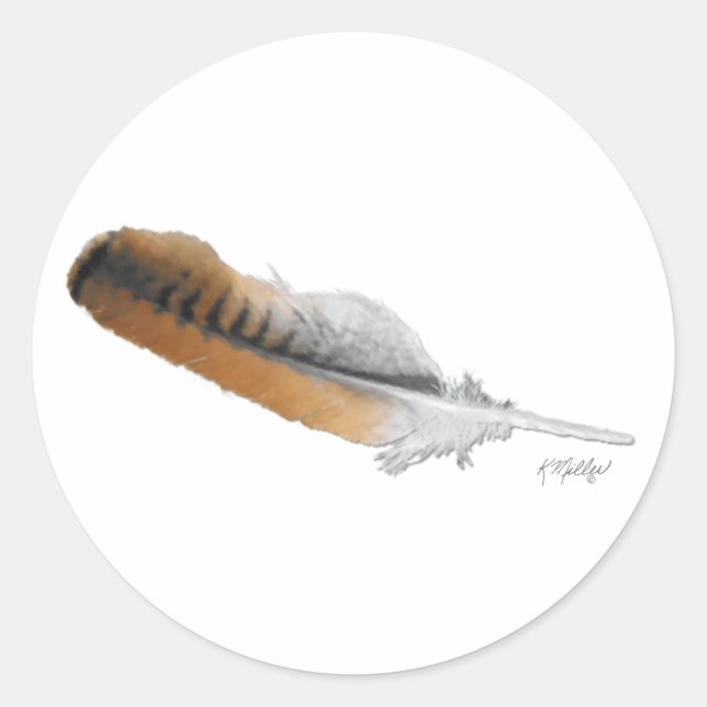 Red-tail Hawk feather Classic Round Sticker (Front)