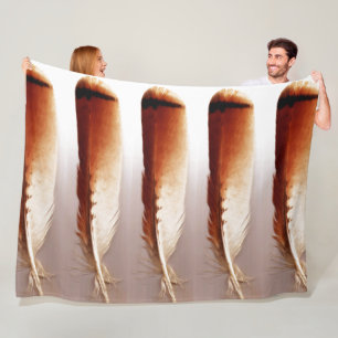 Red Tail Hawk Feather Fleece Blanket