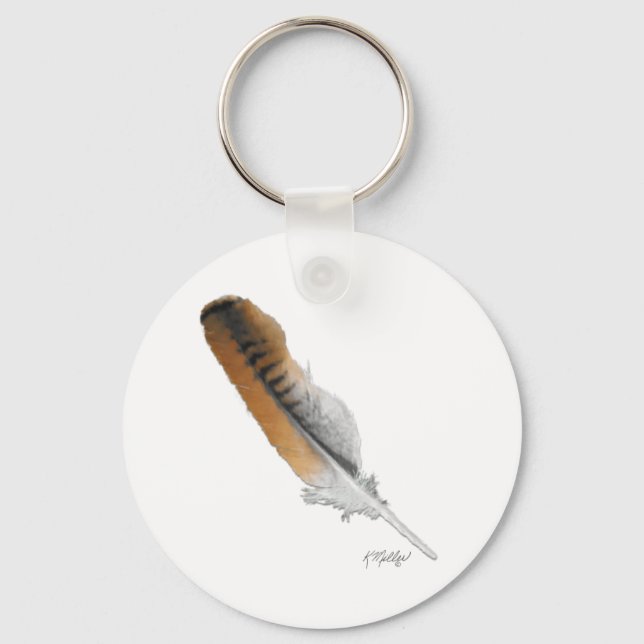 Red-tail Hawk feather Key Ring (Front)