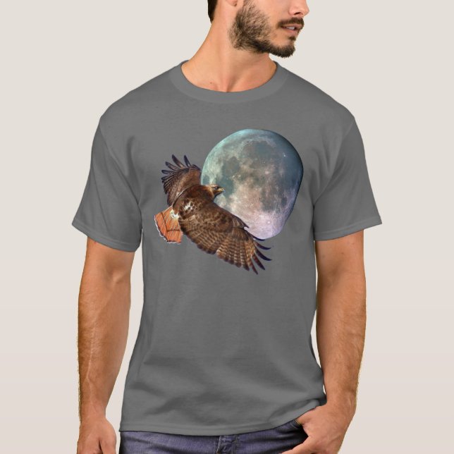 Red-Tail Hawk & Full Moon Wildlife Shirt (Front)