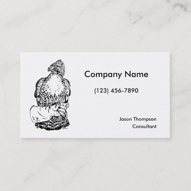 Red-tail Hawk on Glove Business Card (Front)