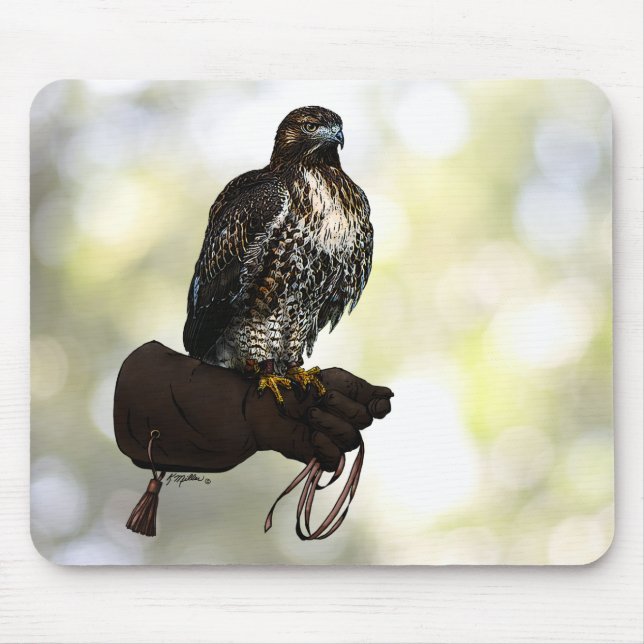 Red-tail Hawk on Glove Mouse Pad (Front)