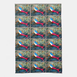 red-tail  mermaid pattern tea towel