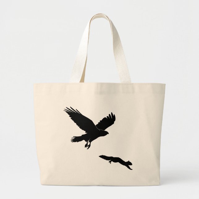 Red tail on squirrel silouette large tote bag (Front)