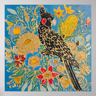 Red-Tailed Black Cockatoo – Australian Botanical Poster