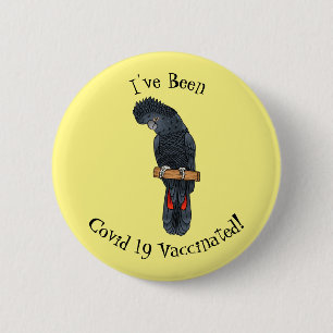 Red-tailed black cockatoo bird cartoon 6 cm round badge