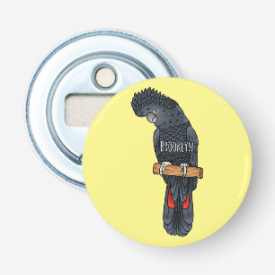 Red-tailed black cockatoo bird cartoon bottle opener