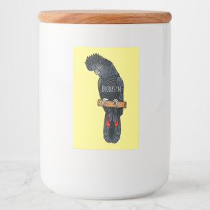 Red-tailed black cockatoo bird cartoon  food label