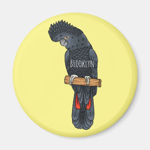 Red-tailed black cockatoo bird cartoon magnet