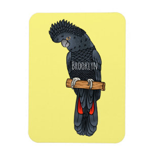 Red-tailed black cockatoo bird cartoon magnet