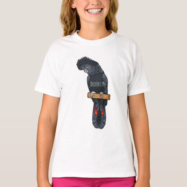 Red-tailed black cockatoo bird cartoon  T-Shirt (Front)