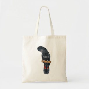 Red-tailed black cockatoo bird cartoon  tote bag