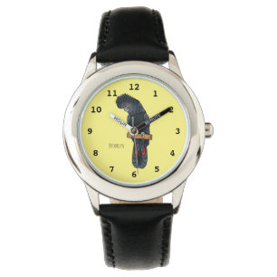 Red-tailed black cockatoo bird cartoon watch