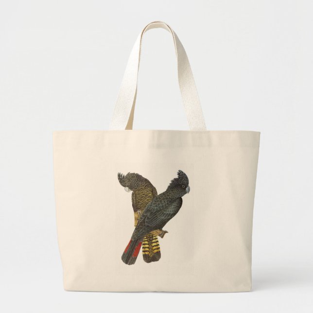 Red-tailed Black Cockatoo Pair Large Tote Bag (Front)