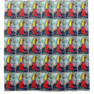 red-tailed blonde mermaids shower curtain