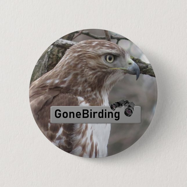 Red-tailed Hawk Birding magnet 6 Cm Round Badge (Front)