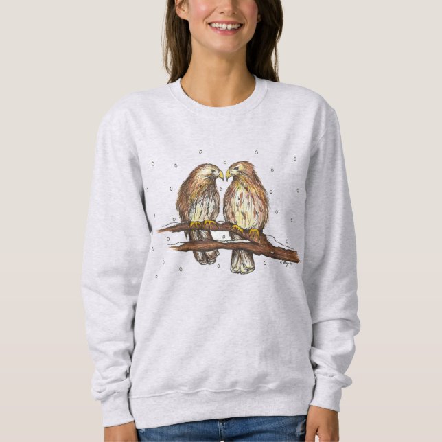 Red-Tailed Hawk Birds Snow Christmas Sweatshirt (Front)